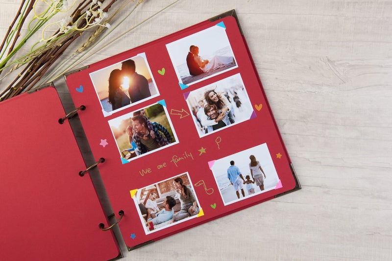 potricher 12 x 12 Inch Large Leather Hardcover 80 Pages DIY Scrapbook Photo Album Blank Craft Paper Wedding Anniversary Family Photo Scrapbook Album (Red, 12 x 12 Inch) - Image 3